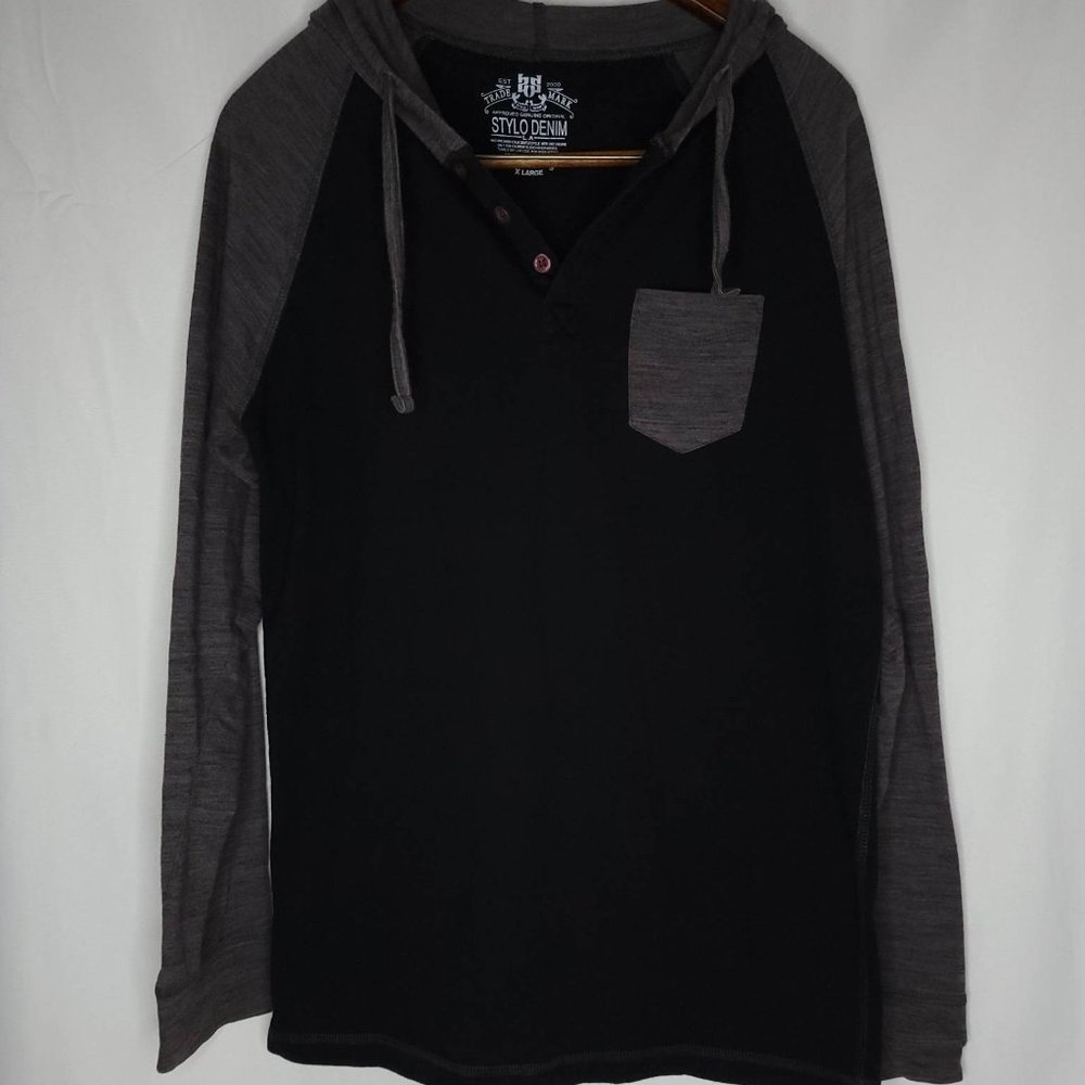 Stylo Men's Large Long Sleeve Tee Shirt Soft Hooded